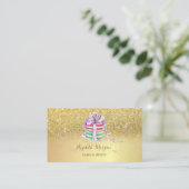 Elegante Gouden Glitter Macarons Visitekaartje (Staand voorkant)