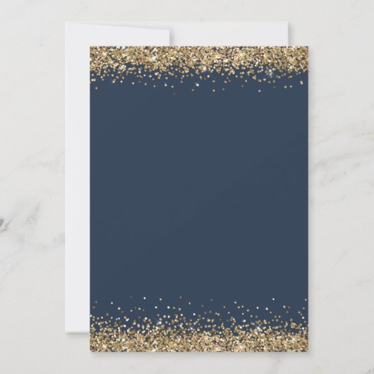 Elegante Gouden Glitter Marine Blauwe Verjaardag E Kaart (Achterkant)