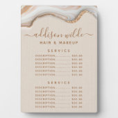 Elegante Gouden Glitter Marmer Agate Prijs Menu Fotoplaat (voorkant)