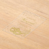 Elegante Gouden Glitter Masquerade Sweet 16 Acryl Uitnodigingen (Laagn)