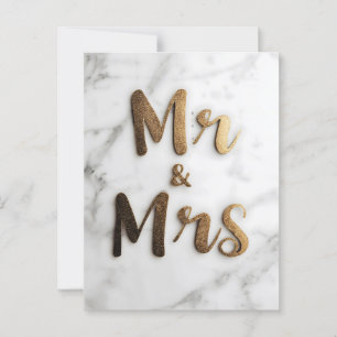 Elegante Gouden Glitter "Meneer & Mevrouw" op een  Briefkaart