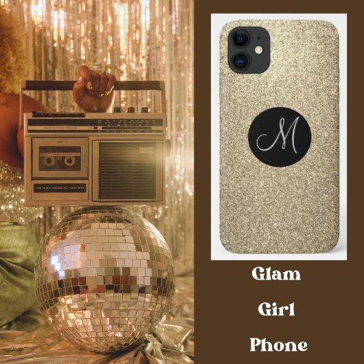Elegante Gouden Glitter Monogram Bling Case-Mate iPhone Case