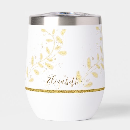 Elegante Gouden Glitter Monogram Naam (Voorkant)