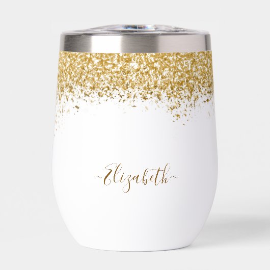 Elegante Gouden Glitter Monogram Naam (Voorkant)