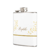 Elegante Gouden Glitter Monogram Naam Heupfles (Links)