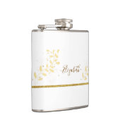 Elegante Gouden Glitter Monogram Naam Heupfles (Rechts)