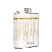 Elegante Gouden Glitter Monogram Naam Heupfles (Rechts)
