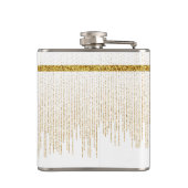 Elegante Gouden Glitter Monogram Naam Heupfles (Achterkant)