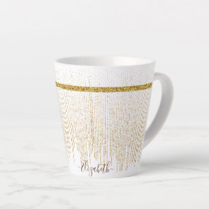 Elegante Gouden Glitter Monogram Naam Latte Mok