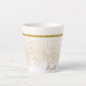 Elegante Gouden Glitter Monogram Naam Latte Mok (Voorkant)