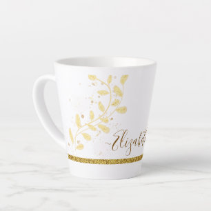 Elegante Gouden Glitter Monogram Naam Latte Mok