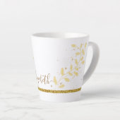 Elegante Gouden Glitter Monogram Naam Latte Mok (Rechterhoek)