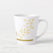 Elegante Gouden Glitter Monogram Naam Latte Mok (Rechts)