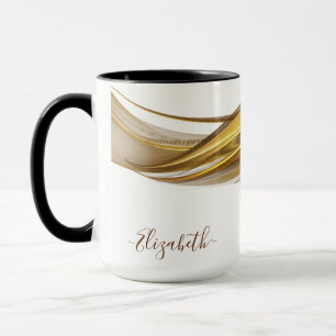 Elegante Gouden Glitter Monogram Naam Mok