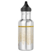 Elegante Gouden Glitter Monogram Naam Waterfles (Rechts)