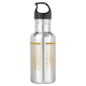 Elegante Gouden Glitter Monogram Naam Waterfles (Achterkant)