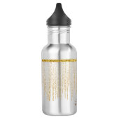 Elegante Gouden Glitter Monogram Naam Waterfles (Links)