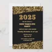 Elegante gouden glitter New Years Eve Black 2025 Kaart (Voorkant)