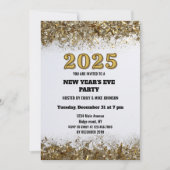 Elegante Gouden Glitter New Years Eve White 2025 Kaart (Voorkant)