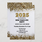 Elegante Gouden Glitter New Years Eve White 2025 Kaart (Voorkant / Achterkant)