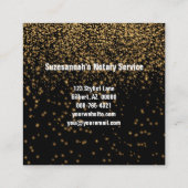 Elegante gouden glitter op zwarte aangepaste notar vierkante visitekaartje (Achterkant)