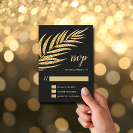 Elegante Gouden Glitter Palm Vakantie Kerstmis RSVP Kaartje