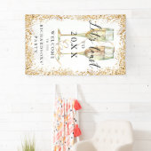 Elegante gouden Glitter Party Welkomstbanner Spandoek (Insitu)