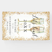 Elegante gouden Glitter Party Welkomstbanner Spandoek (Horizontaal)