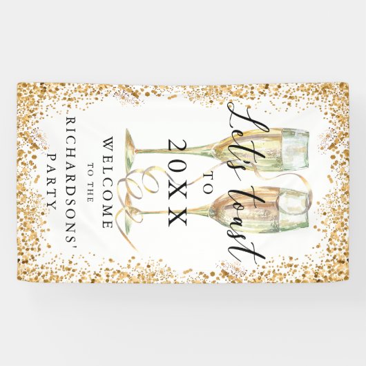 Elegante gouden Glitter Party Welkomstbanner Spandoek (Horizontaal)