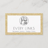 Elegante Gouden Glitter Permanente Sieraden QR Cod Visitekaartje (Voorkant)