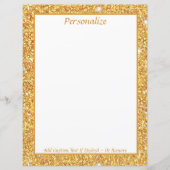 Elegante gouden glitter personaliseer briefpapier (Voorkant)