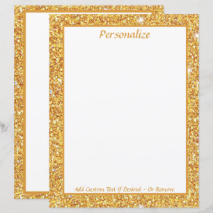 Elegante gouden glitter personaliseer briefpapier