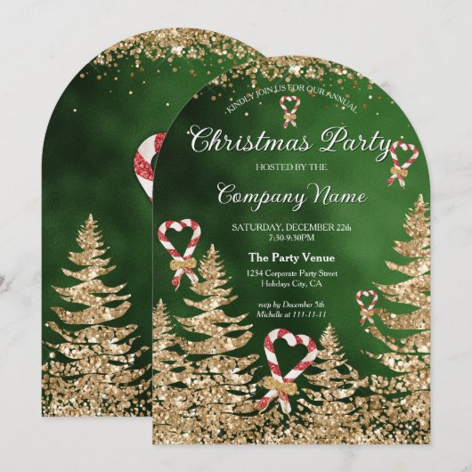 Elegante Gouden Glitter Pine Gouden Glitter Corpor Kaart (Voorkant / Achterkant)