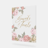 Elegante gouden glitter pioen bloemetjes & lekkern acryl bord (Hoek)