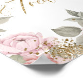 Elegante gouden glitter pioen bloemetjes & lekkern poster (Hoek)