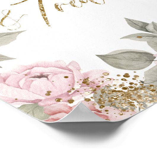 Elegante gouden glitter pioen bloemetjes & lekkern poster
