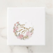 Elegante gouden glitter pioen bloemetjes zoet 16 bedankjes labels (In situ)