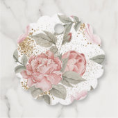 Elegante gouden glitter pioen bloemetjes zoet 16 bedankjes labels (Achterkant)