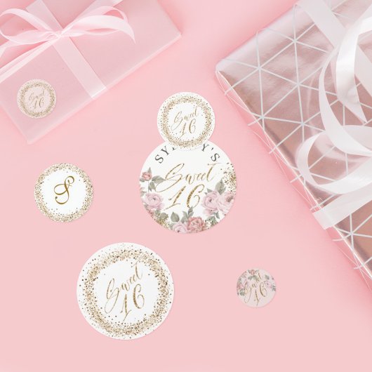 Elegante gouden glitter pioen bloemetjes zoet 16 confetti