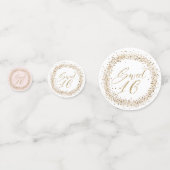 Elegante gouden glitter pioen bloemetjes zoet 16 confetti (Achterkanten)