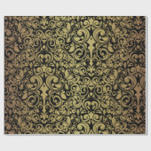 Elegante Gouden Glitter Royal Black Damask Cadeaupapier (Vlak)