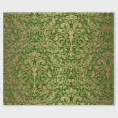 Elegante Gouden Glitter Royal Green Damask Cadeaupapier (Vlak)