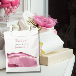 Elegante gouden glitter & roze agaat steen bruilof bedankzakje