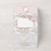 Elegante gouden glitter roze pioen zoet 16 verjaar all in one uitnodiging (Buitenkant)