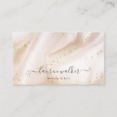 Elegante gouden glitter satijn make-up en haar visitekaartje (Voorkant)