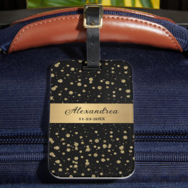 Elegante Gouden Glitter Schittering Zwart Persoonl Bagagelabel