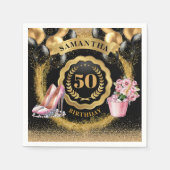 Elegante Gouden Glitter servetten met Blush Heels (Voorkant)