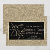 Elegante Gouden Glitter Sla de Datum Op Save The Date (Voorkant / Achterkant)