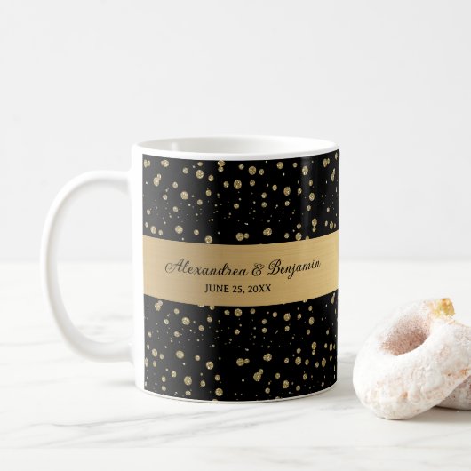 Elegante gouden glitter sparkle bruiloft personali koffiemok (Met donut)