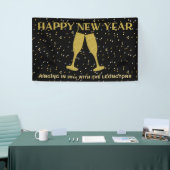 Elegante Gouden Glitter Sparkle New Years Eve Part Spandoek (Beurs)